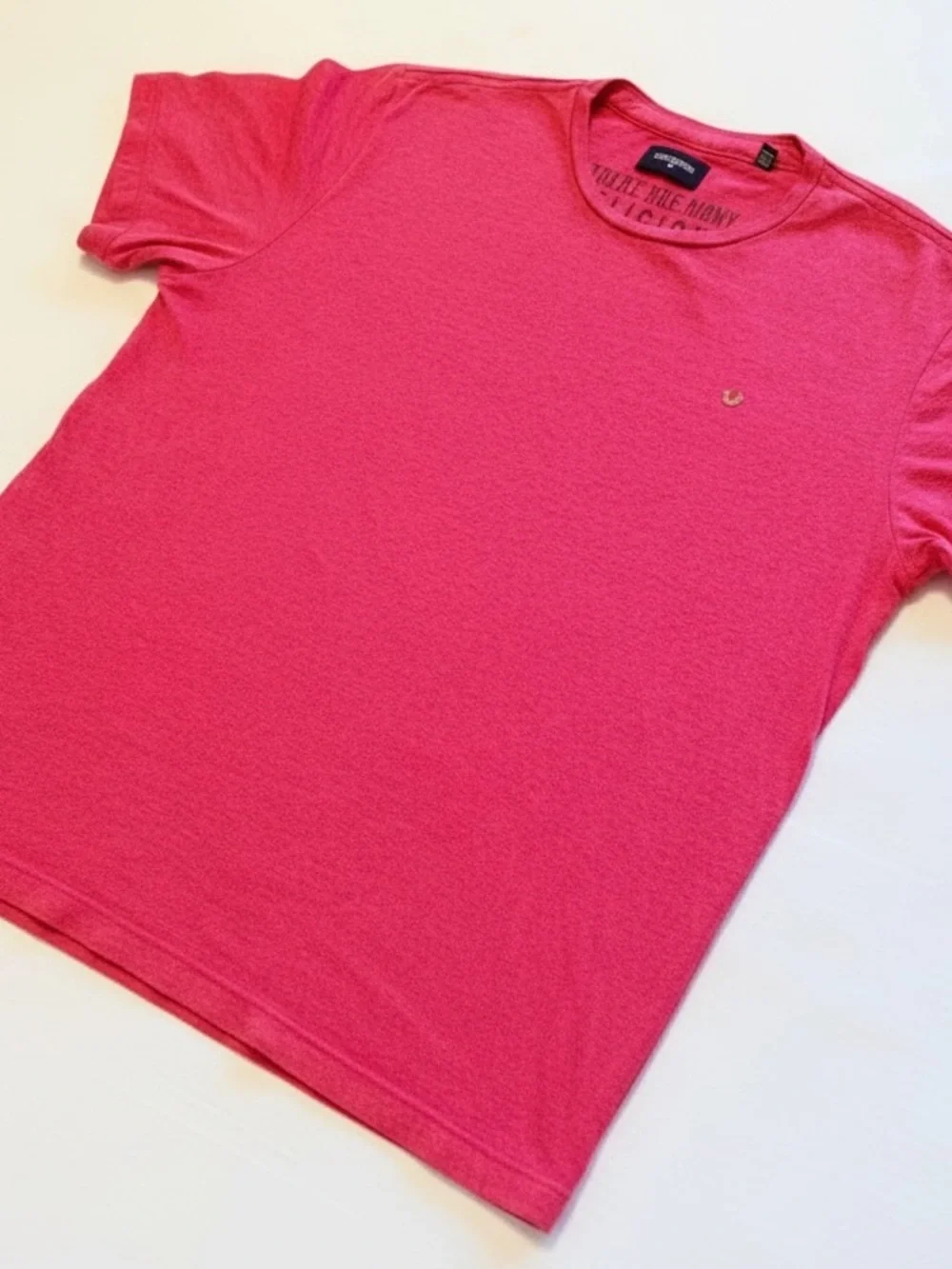 True Religion Mens 3XL (tag size) Heather Red Pink Crew Neck Logo Blend Tee USA